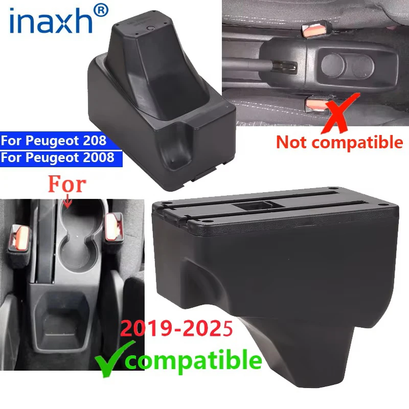For Peugeot 2008 Armrest For Peugeot 208 Car Armrest Box 2019-2025 Retrofit Parts Interior Details Storage Box Accessories