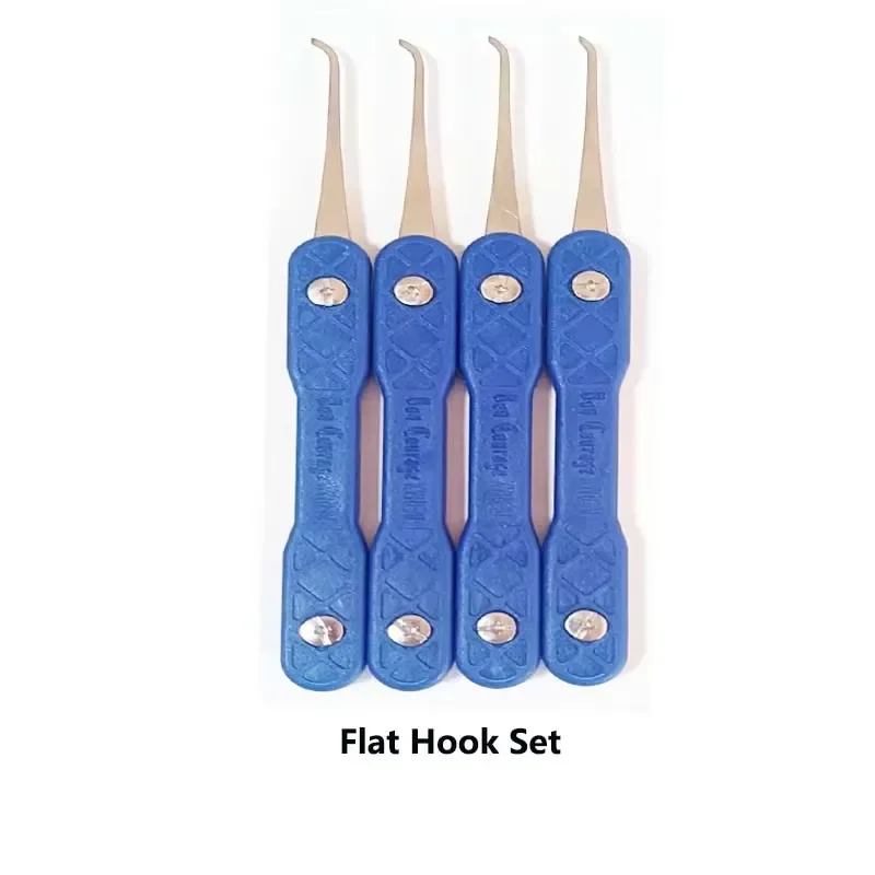 Bon Courage Kyreal Flat Hook Set 4 PCS Blue Handle 0.4MM Thickness With 7PCS Tension Tool Stainless Steel With Bag Lock Pick