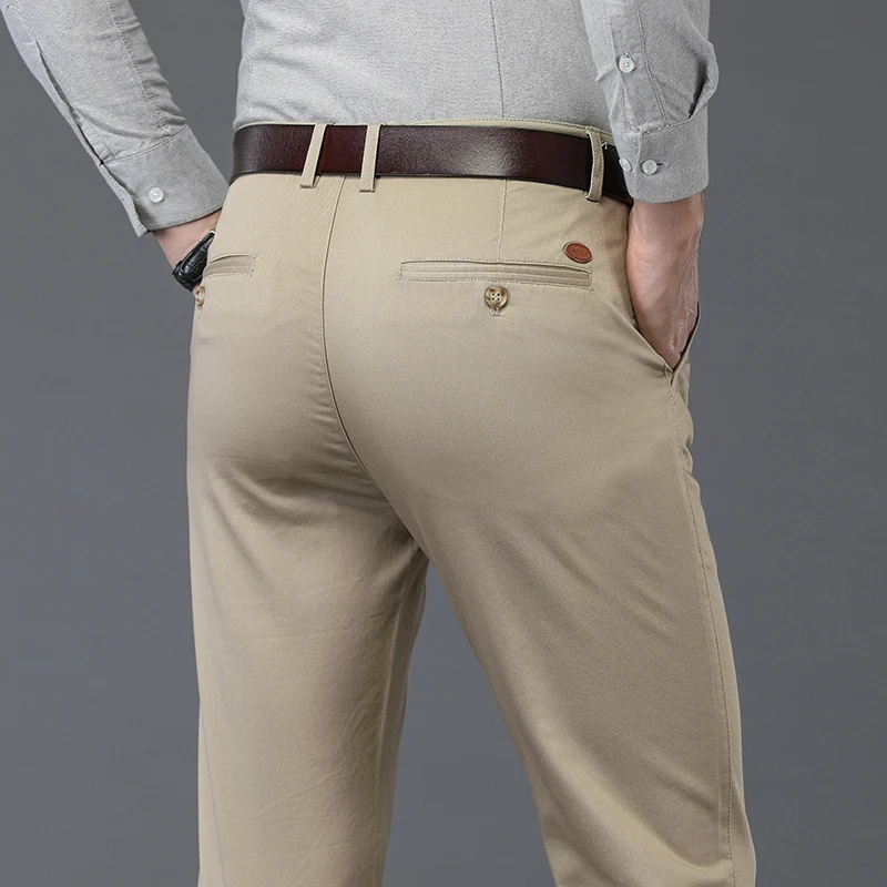 6-color Men's Trendy Korean Style Long Pants Men's Elastic Straight Tube Business Baggy Classic Comfortable Cotton Casual Pants
