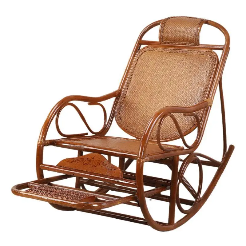 

Rattan Chair Rocking Adult Full Reclining Elderly Lazy Bedchair Balcony Living Room Happy