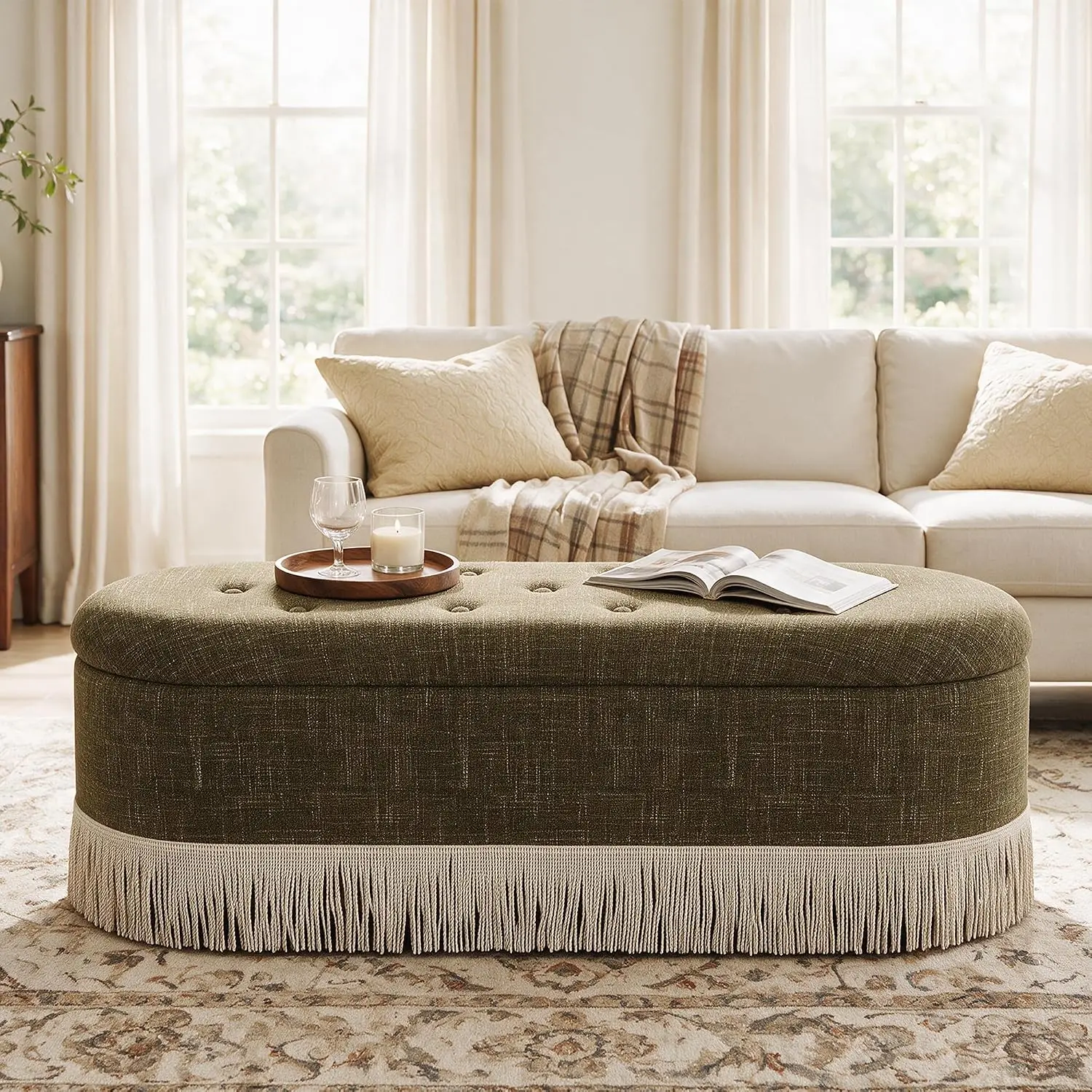 Storage Ottoman Bench, Upholstered Bed Bench with Removable Lid, Tufted Seat & Wood Frame for Bedroom Living Room, Customized