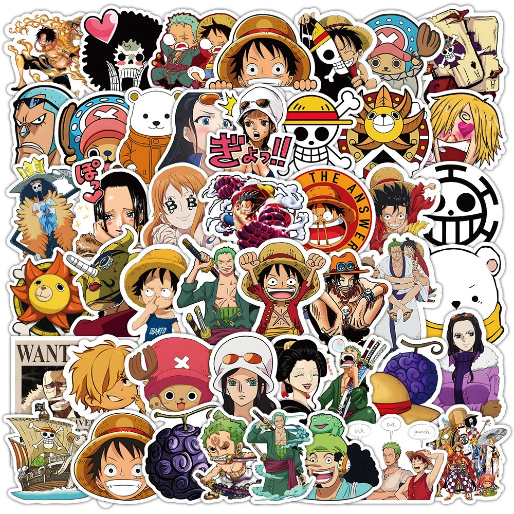 50/100pcs ONE PIECE Anime Adesivi Fresco Del Fumetto Decalcomanie Giocattolo Del Capretto FAI DA TE Cancelleria Valigia Auto Bici Impermeabile Classico Manga adesivo