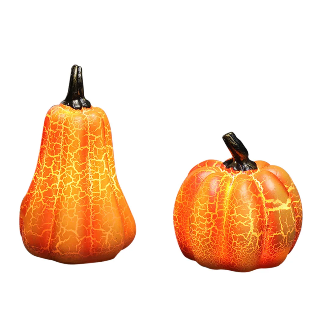 

2 Pcs Light Pumpkin Lantern Ornament Halloween Lamp The Banner Decorations Large