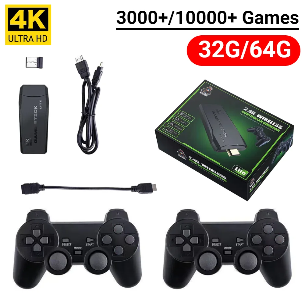 วิดีโอเกม Sticks M8 คอนโซลคอนโซลเกม Retro 2.4G Dual Wireless Controller เกม Retro-Stick 10000 + 64G Retro เกม xmas ของขวัญ