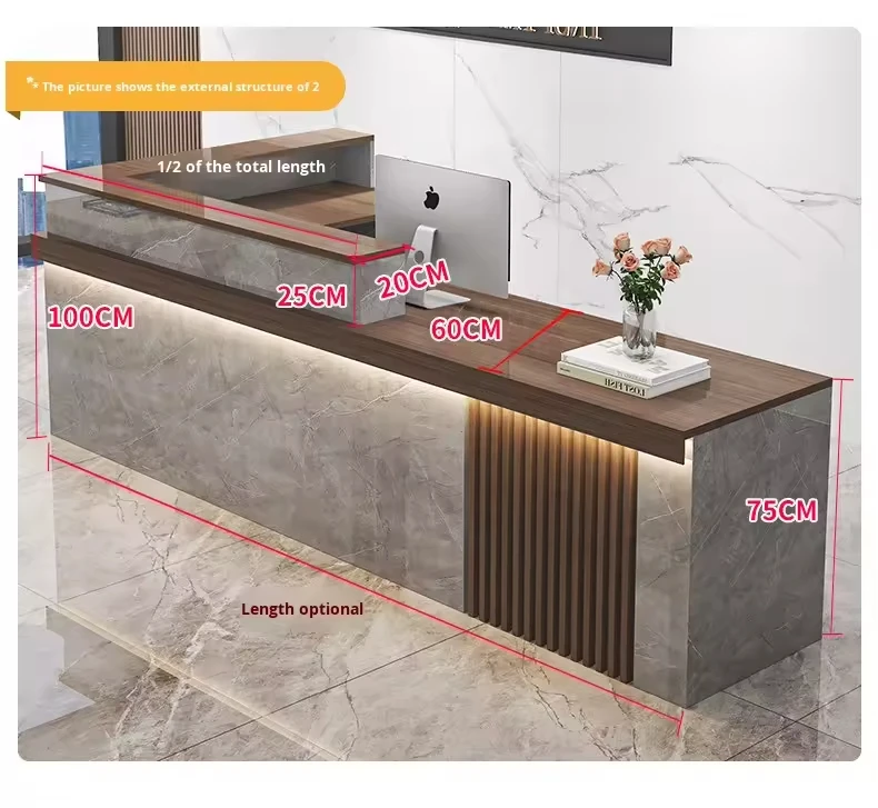 Customizable Modern MDF Marble Commercial Reception Desk For Hotel Hospital Mall Home Bar Use-Durable & Eco-Friendly