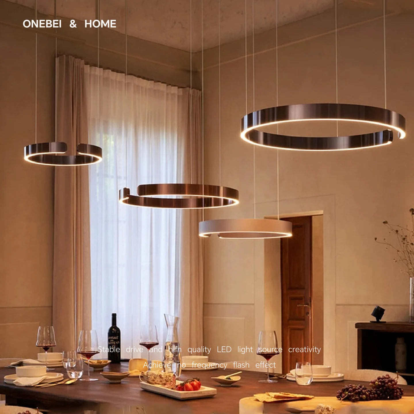 Modern Circular LED Pendant Light With Adjustable Brightness And Lifting Pendant Light Living   Dining Room Bar Pendant Light
