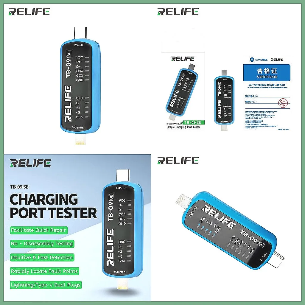 USB Port Tester Tool, Type-C Lightning Charging Port Repair Detector for iPhone Android Phone, TB-09 SE