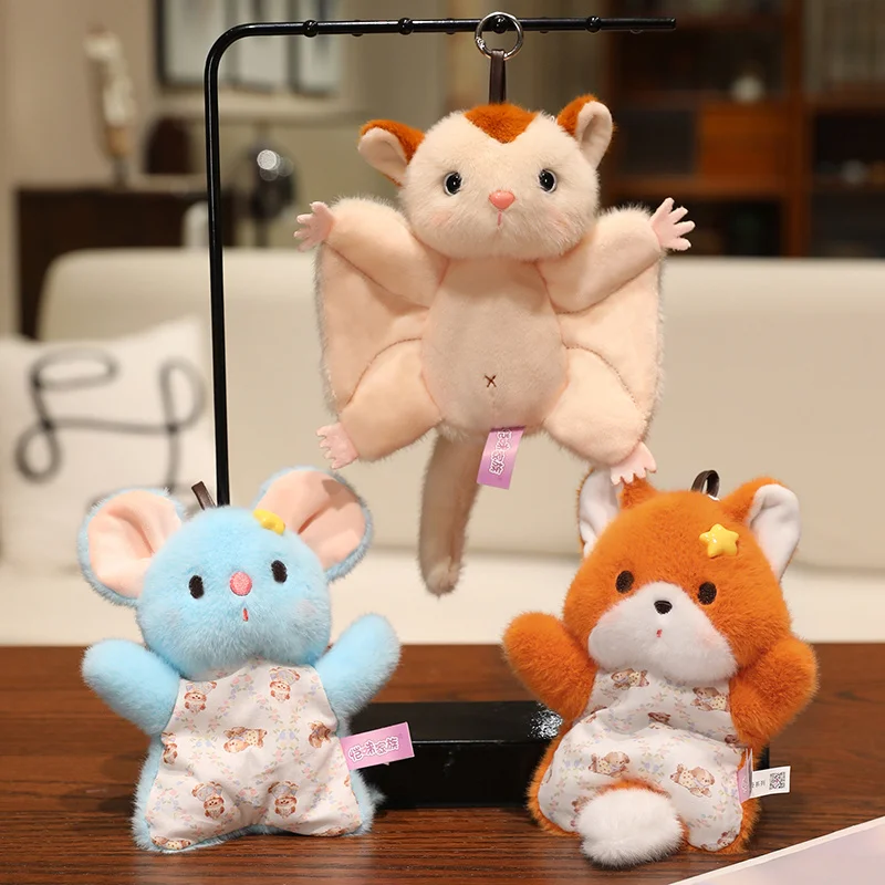  18cm Stress Reducing Animal Series Bean Bag Plush Doll Fox Pink Rabbit Mouse Bear Puppy Mi Kangaroo Pendant Keychian