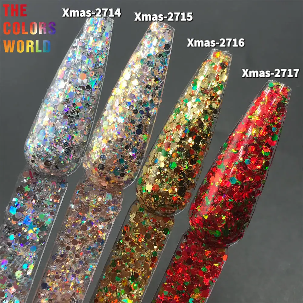 TCT-767คริสต์มาสเล็บ Glitter Confetti Sequins Xmas แต่งหน้า Paillettes DIY ใหม่ปีใหม่งานแต่งงานวันเกิดโยนตกแต่ง