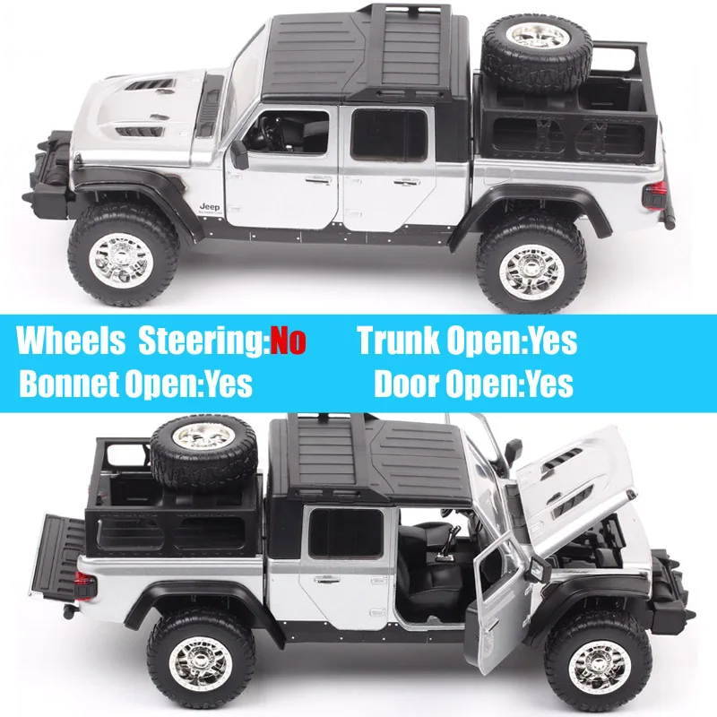 Car Only 1/24 Scale Jada 2020 Jeep Gladiator Dealer Truck Diecast & Vehicles Metal Pickup Car Model Toy Miniatures