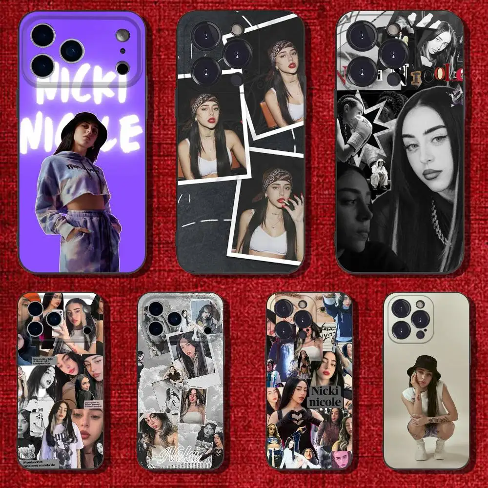Funda de teléfono Singer n-nicki Nicole para iPhone 6,17,16,15,14,13,12,11 Plus,Pro Max, XS,X,XR,SE,Mini,8,7, funda negra de silicona suave
