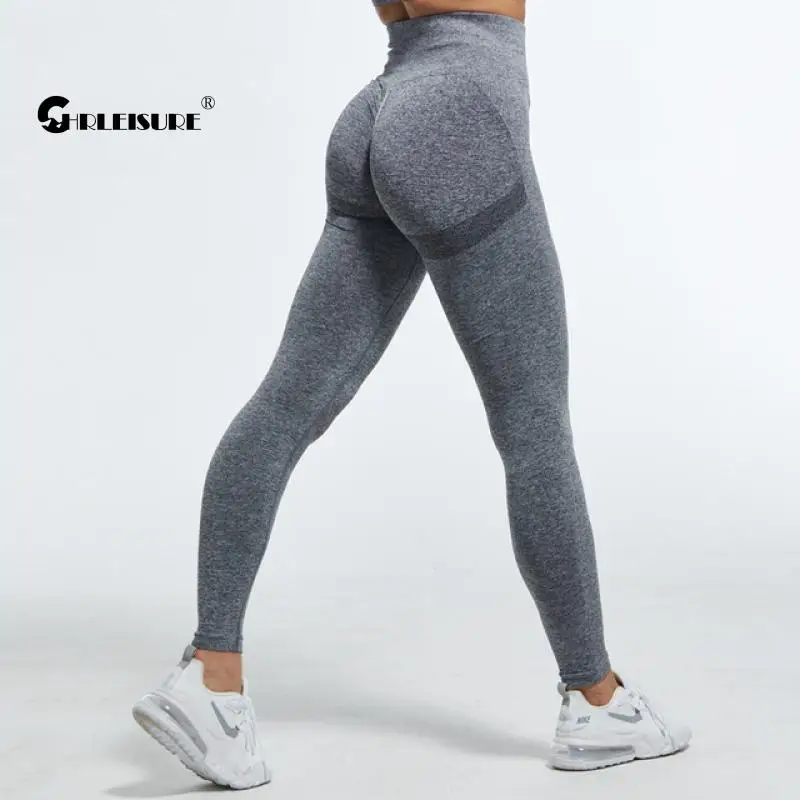 CHRLEISURE Seamless Sports Pants Push Up Running Clothing Women Gym Fitness Leggings Tights High Waist Tummy Control Yoga Pants