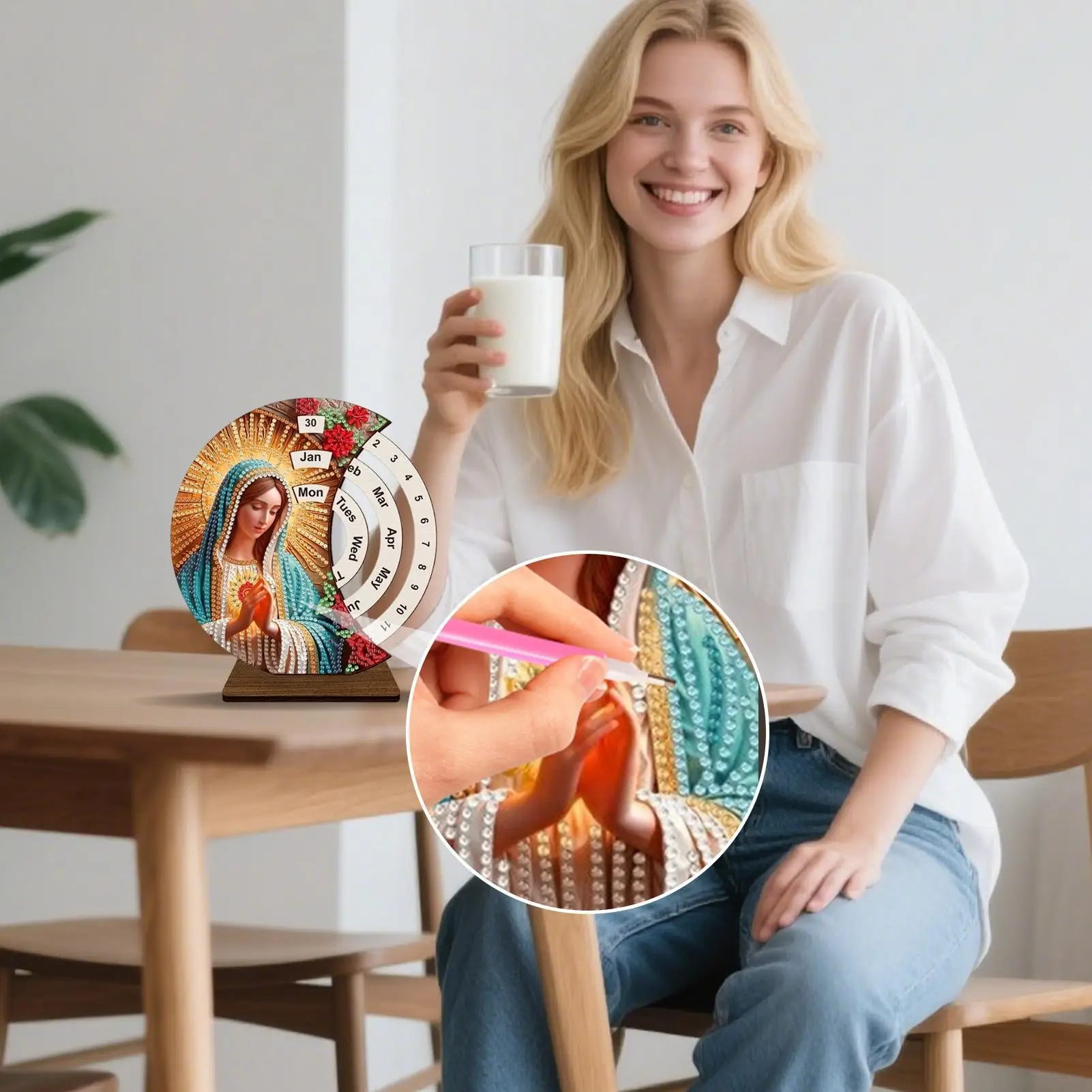 

Вечный календарь, деревянный 3D горный хрусталь ручной работы, вечный календарь, художественный комплект, украшение для дома, настольная подставка для школьной квартиры