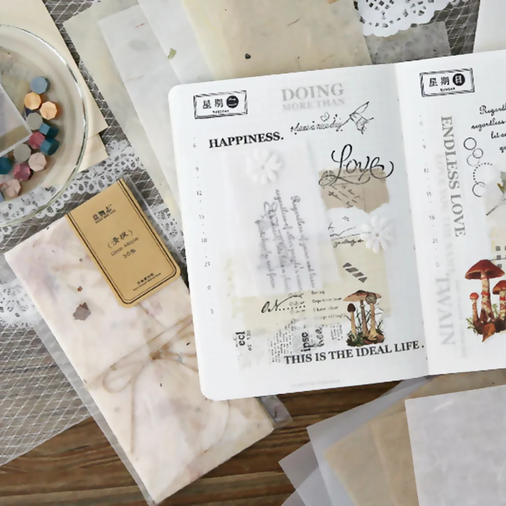 Style Floral Collage Journal Bookmark Onion Skin Kraft Paper Scrapbooking Tissue Paper Special Material Scrapbook Decoration