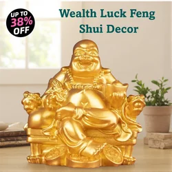 Resin Dragon Chair Laughing Buddha Statue ๏ผRetro character lucky ornaments Chinese Buddha Statue Home decoration accessories