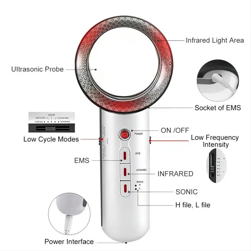Ultrasound Cavitation EMS Body Sculpting Slimming Massager Cordless Handheld Body Cellulite Fat Remover for Belly Waist Leg Arm