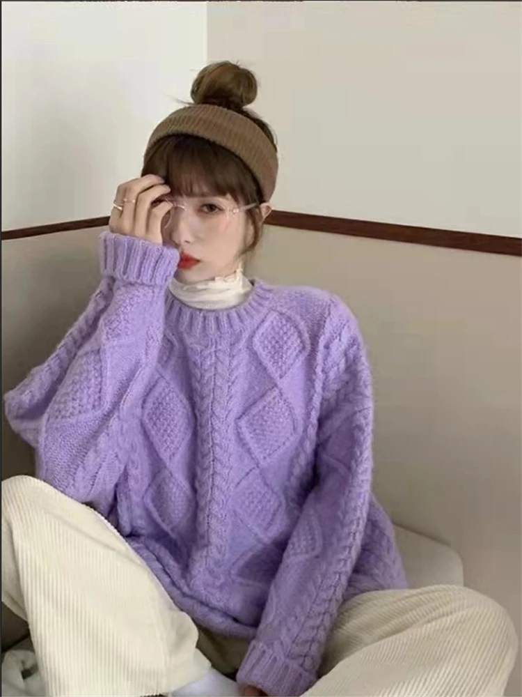 Women Sweater Womens Winter Sweaters Pullover Traf Female Knitting Overszie Long Sleeve Loose Knitted Outerwear Ropa De Mujer