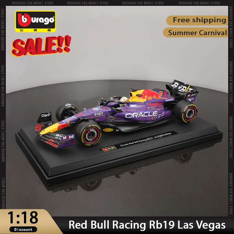 New In Stock 2024 Bburago F1 1:18 Las Vegas Version Red Bull Racing Rb19 Alloy Miniature Diecast Model #1 Formula Car Model Gift