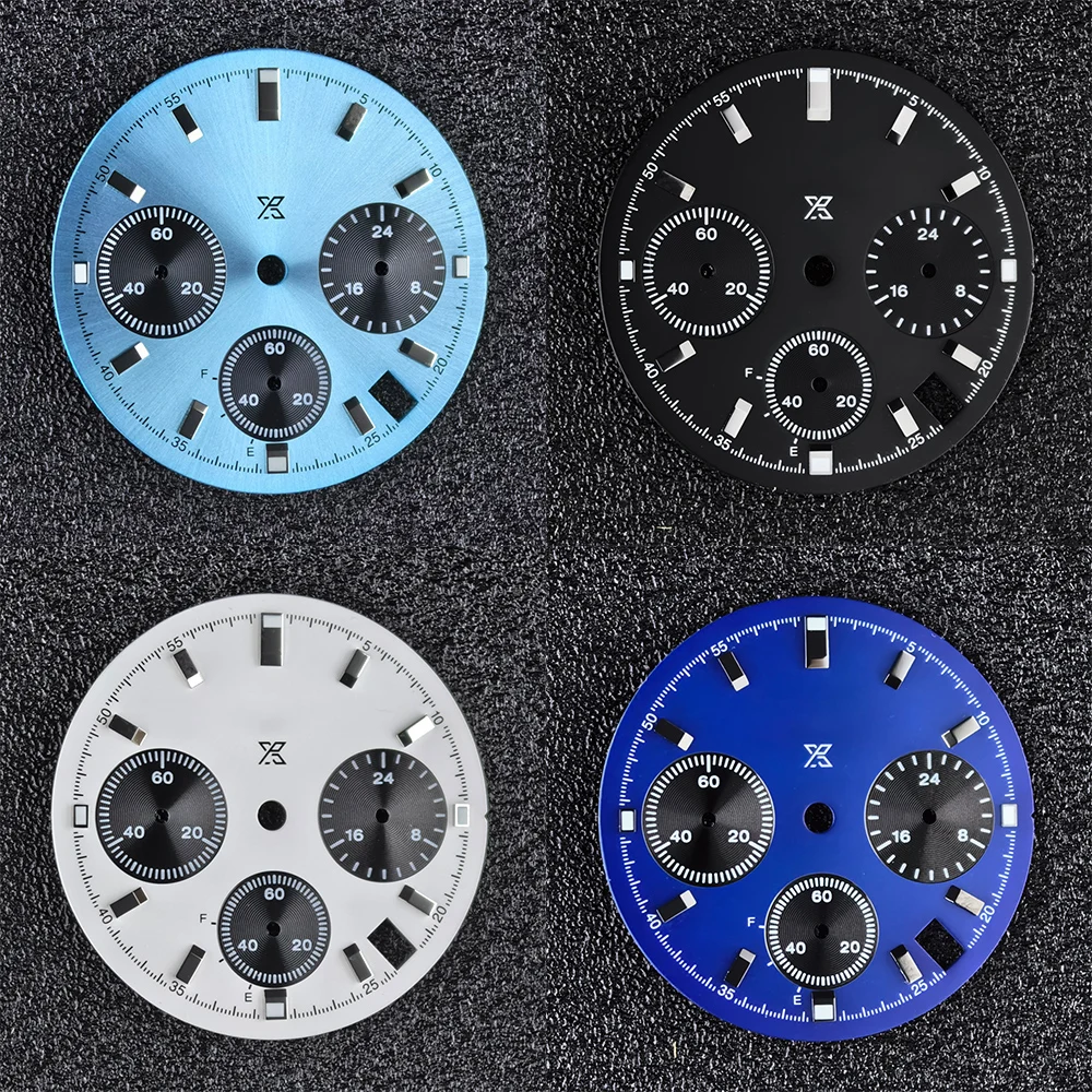 VK63 Dial S Dial Diameter 29.5Mm Prospex Wajah Kronograf Bercahaya 6 Tangan Cocok untuk Aksesori Jam Tangan Pergerakan Kuarsa VK63