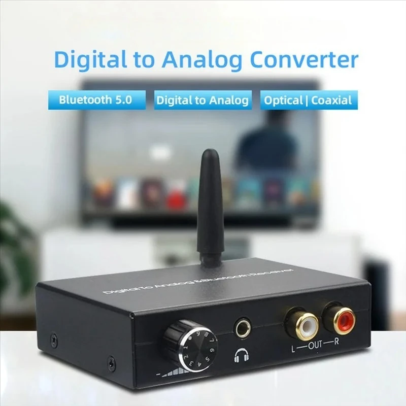 DAC & BT 5.0 192Khz/24Bit Hifi Digital To Analog Converter RCA 3.5Mm Jack Headphone Optical Coaxial Output For PS5