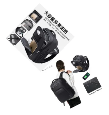 BANGE Travel Waterproof Backpack with USB Charging Port Fit 15.6 Inch Laptop Backpacks for Men and Women, Teenager School Bags