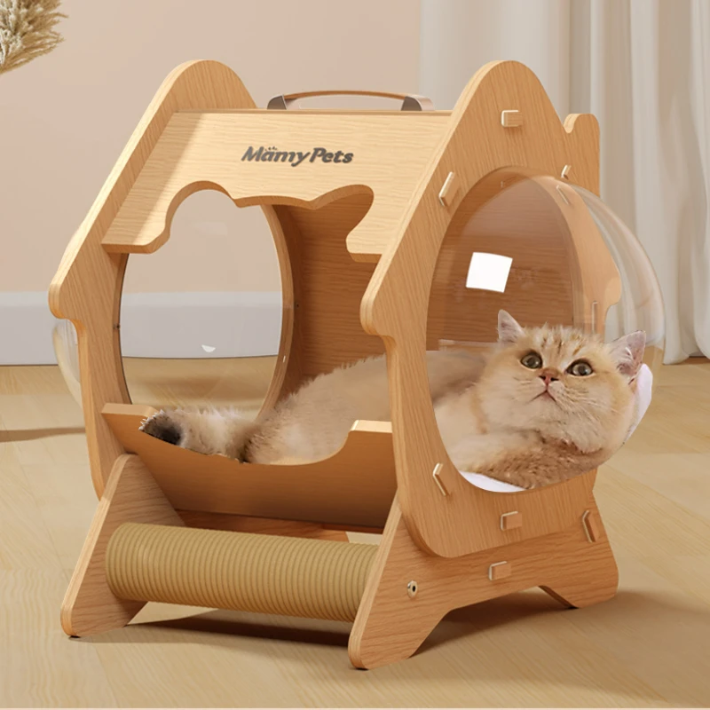 

Four Seasons Universal Cat Bed Cat's House Capsule Suitable for 10kg Cats, Multi-functional Transparent Scratch Board Dog Cage