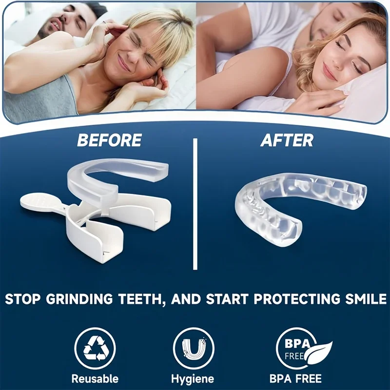 Protector bucal moldeable con bandeja para dormir, estiramiento, bruxismo, protección dental, bandeja blanqueadora, retenedor Dental, 2 uds.