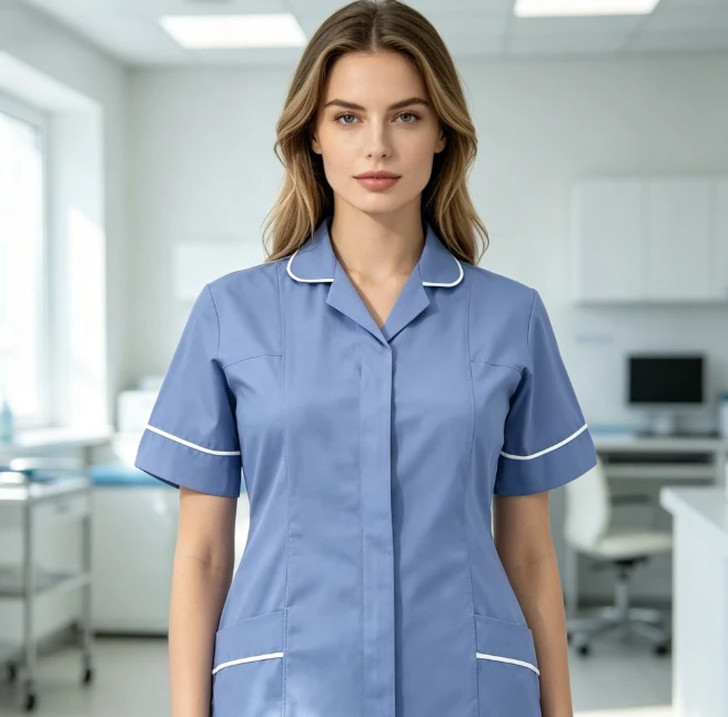 Tenue de travail élastique pour infirmières – Haut et pantalon – Tenue décontractée avec poches pour soignants – Douce et légère – Idéale pour le personnel de spa, salon et laboratoire