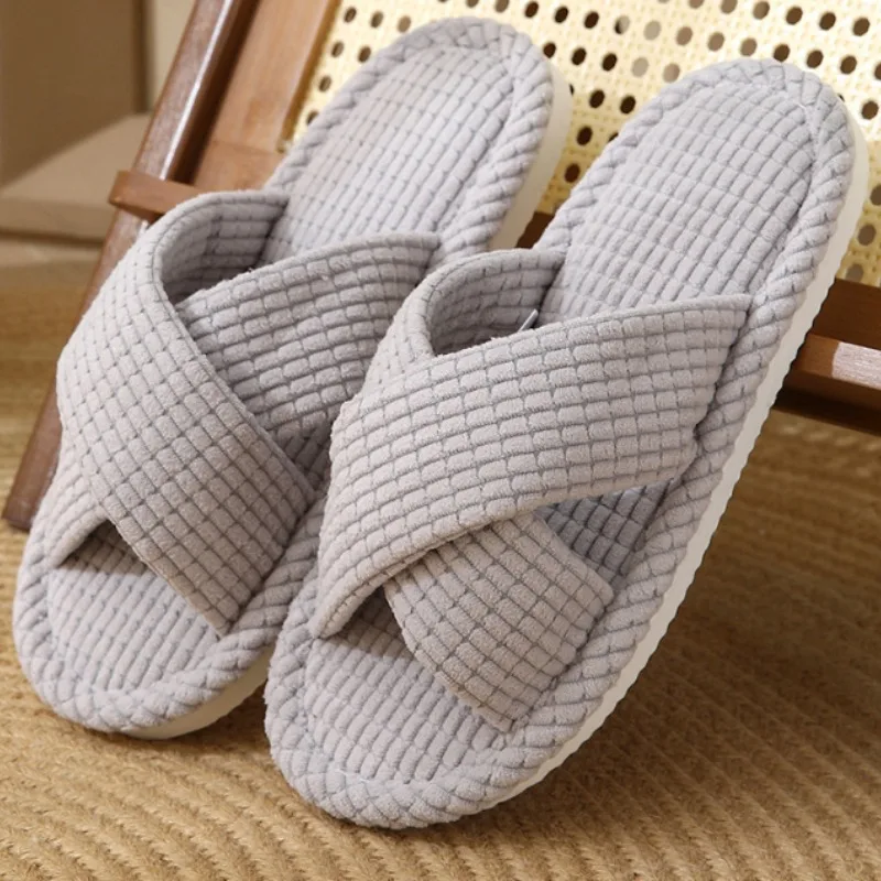 Spring Autumn Outdoor Indoor Woman Shoes Open Toe Slipper Cross Band Women‘s Slippers EVA Light Living Room Cotton Slippers