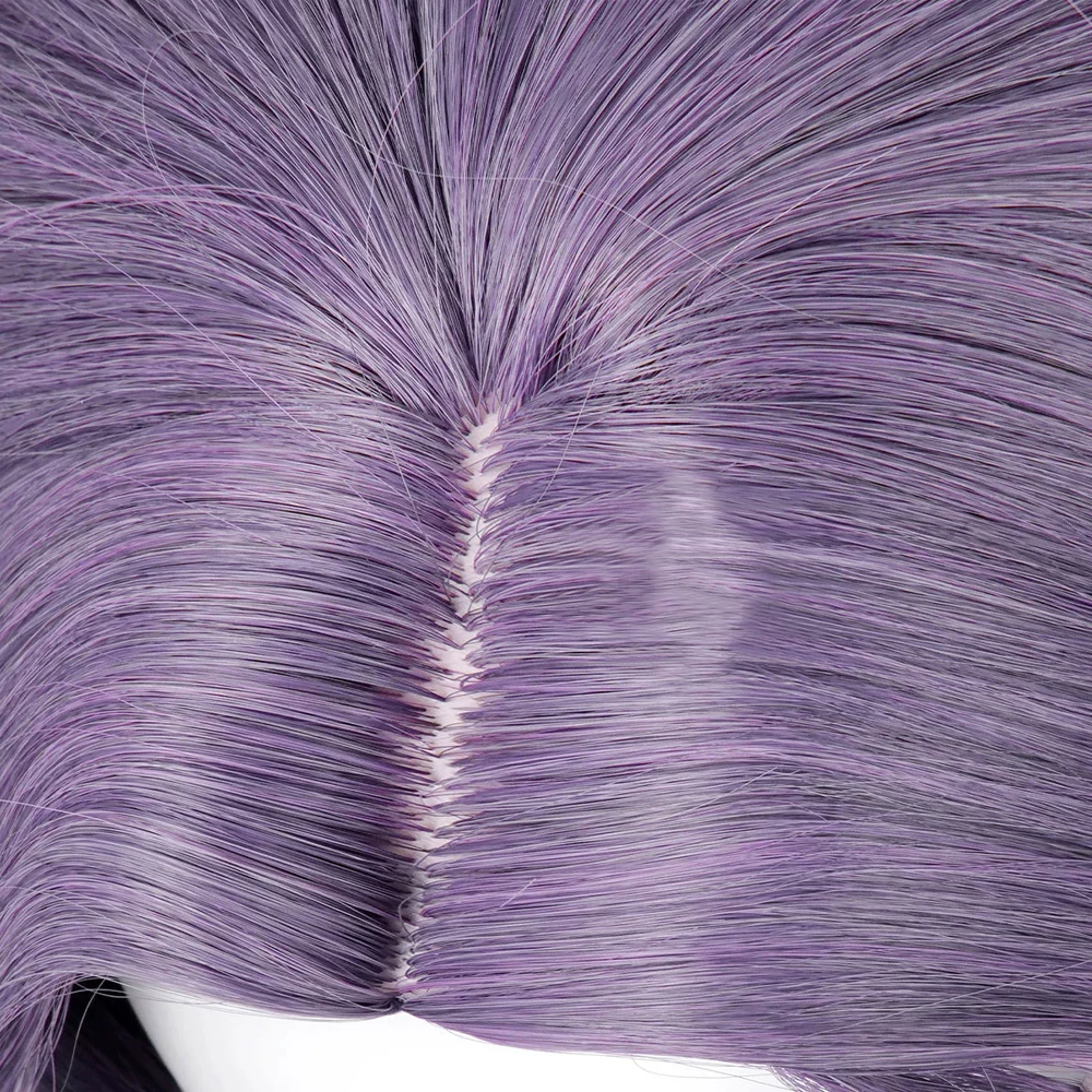 Purple Short Straight Synthetic Wig Middle Part Anime Game Cosplay Fluffy Mullet Head Wig for Daily Party - Image 5