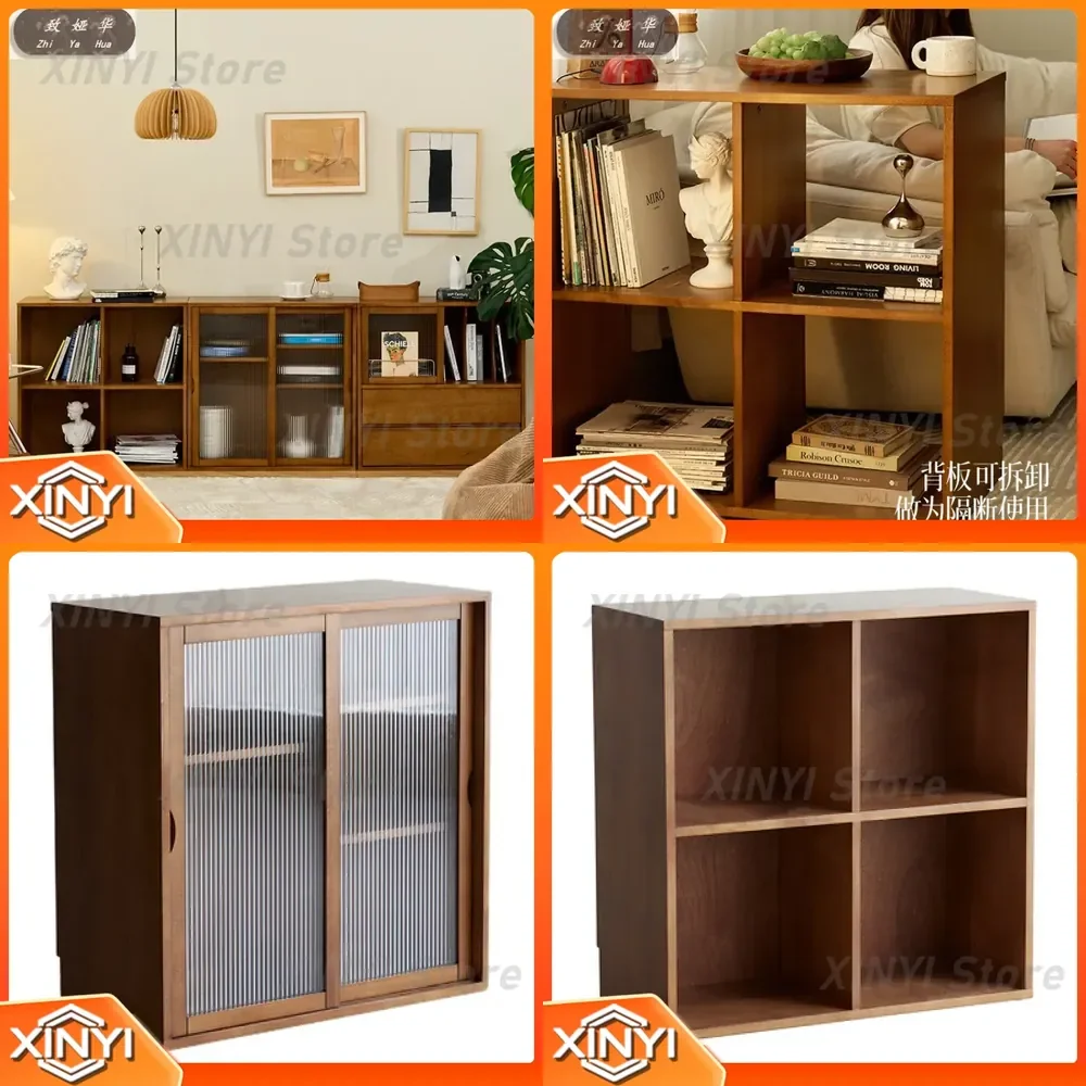 Floor-to-Ceiling Multi-Functional Storage Combination Cabinet for Home Living Room Study Office Nordic Solid Wood Bookcase