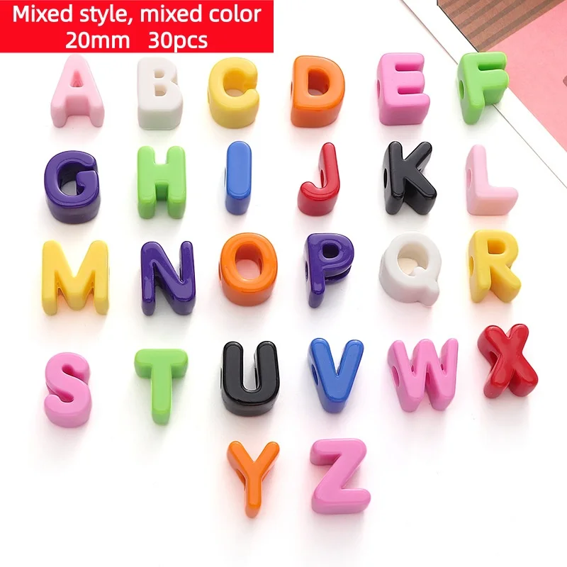 20mm 30pcs DIY mixed large particle letter and number beads, can be used for making bracelets, necklaces, etc.