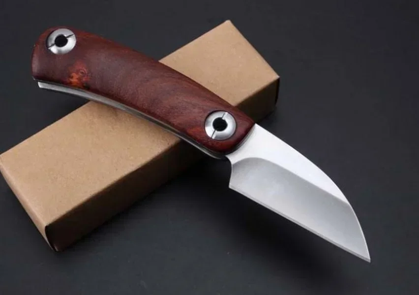 Rosewood Handle Small Razor Knife 5CR15MOV Blade Tactical Pocket Folding Hunting Camping EDC Survival Tool Knives