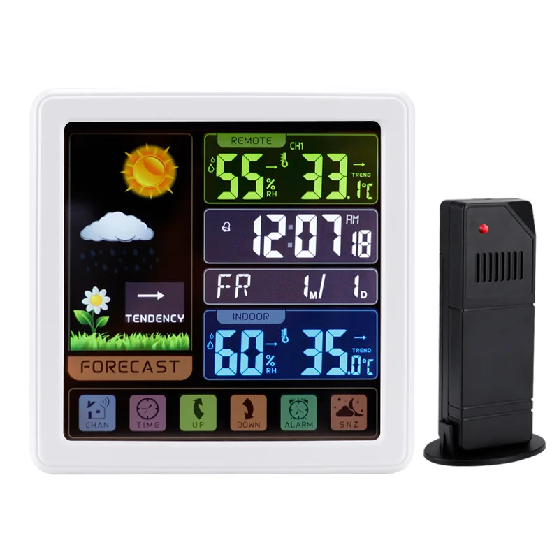 Multi-function touch screen button Wireless weather, indoor and outdoor thermometer