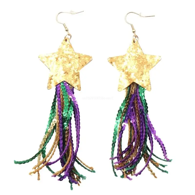 

Handmade Star Tassels Earrings Five-Pointed Star Fringe Ear Rings for Parties Dropship