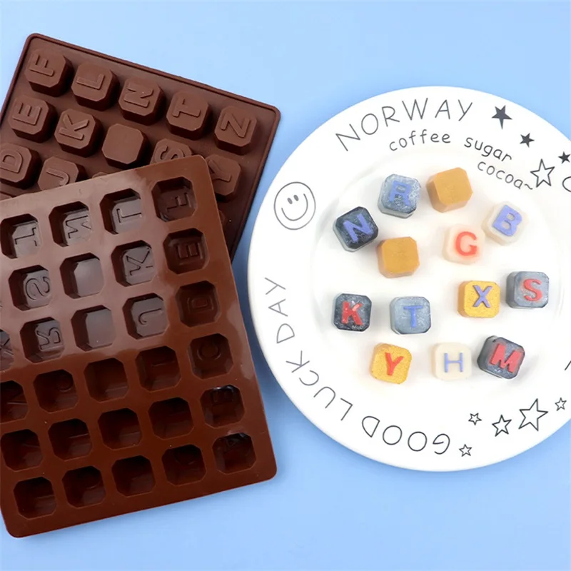 26 English alphabet silicone chocolate molds DIY handmade soap ice tray mold fire paint wax stand