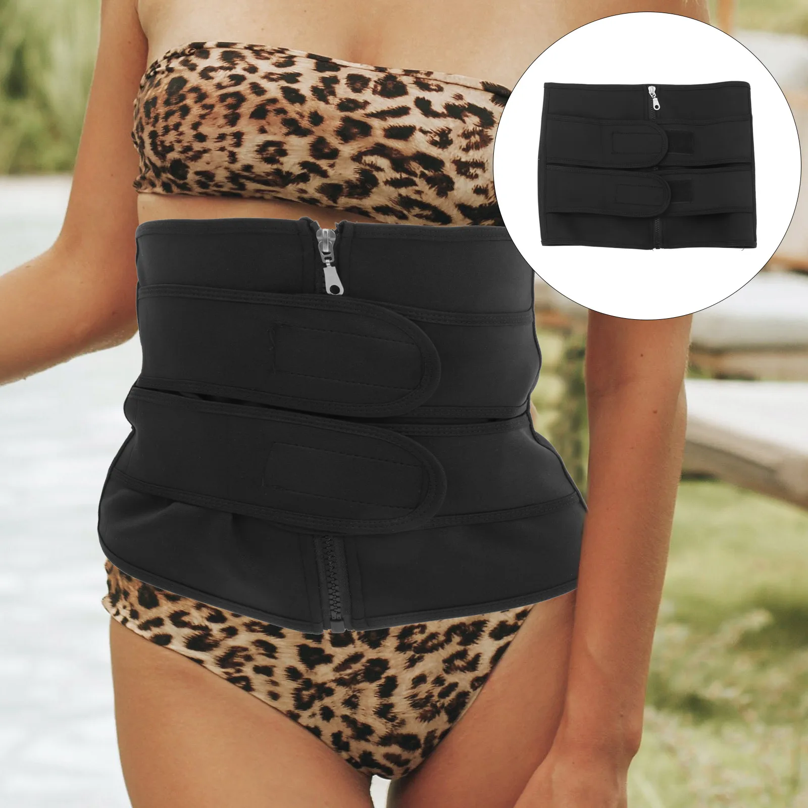 

1pc Waist Trainer Body Shaper Tummy Corset Slimming Belt Shapewear Belly Band Postpartum Abdominal Support Steel Strips Zipper