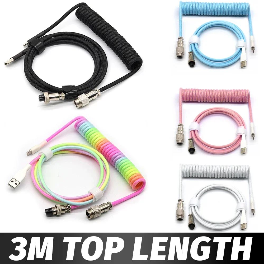 Mechanische Tastatur Aviation Plug Spule USB Typ-C Kabel Metall Pilot Connector Spiel GX16 USB Tastatur Kabel Tastatur Zubehör