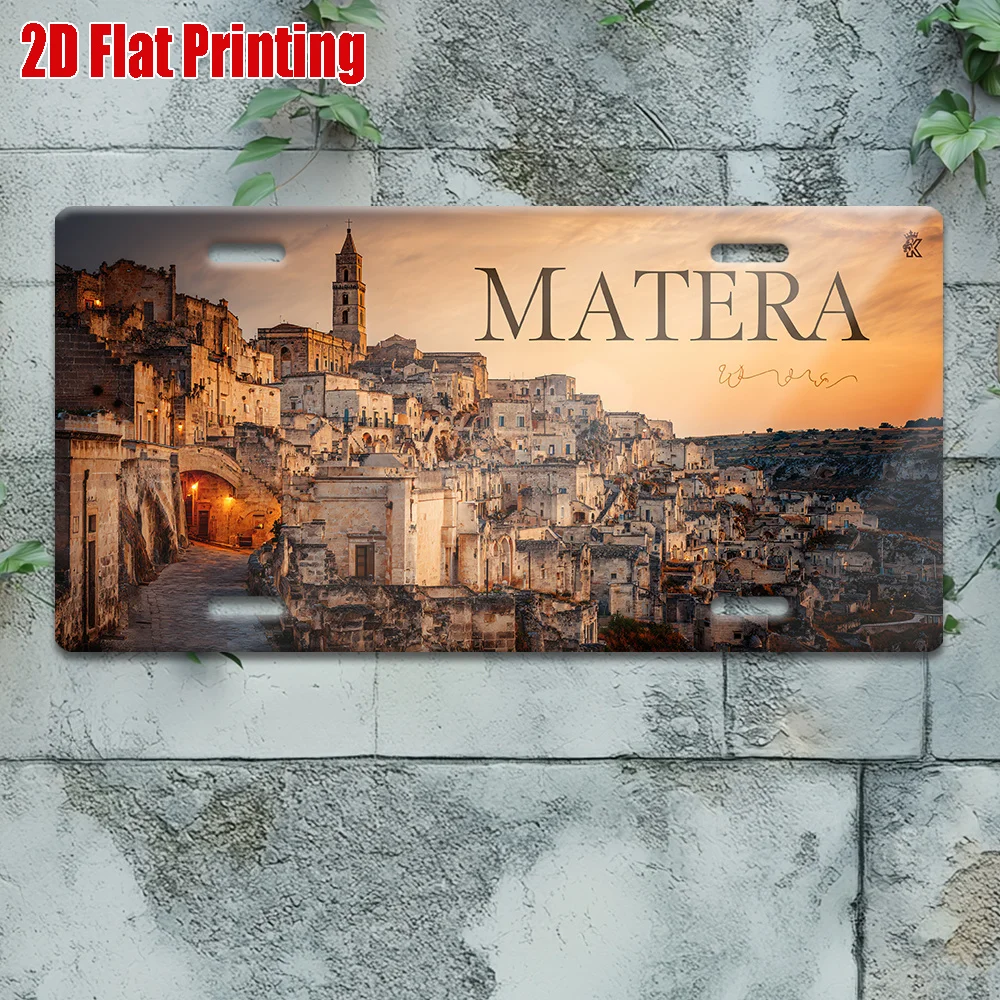2D Flat - 2D Plan, [], 2D Flat Print, Vintage Metal Plate, Wall Art (12.0inch * 6.0inch), Retro Night View Aluminum Sign of Mate