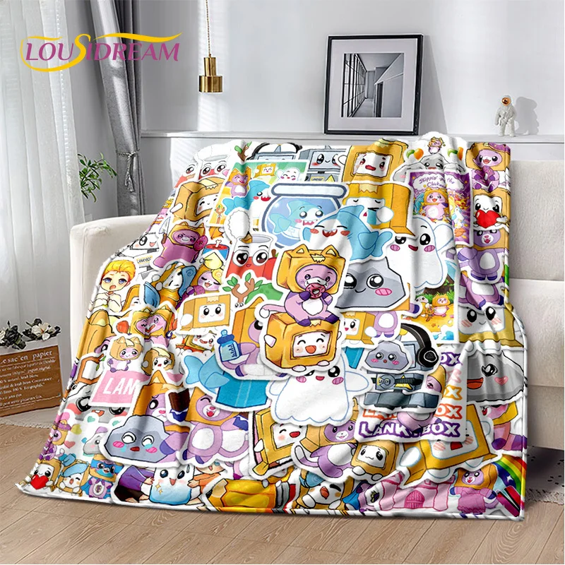 Cute Lankybox Happy Foxy Boxy and Rocky Soft Plush Blanket,Flannel Blanket Throw Blanket for Living Room Bedroom Sofa Cover Kids