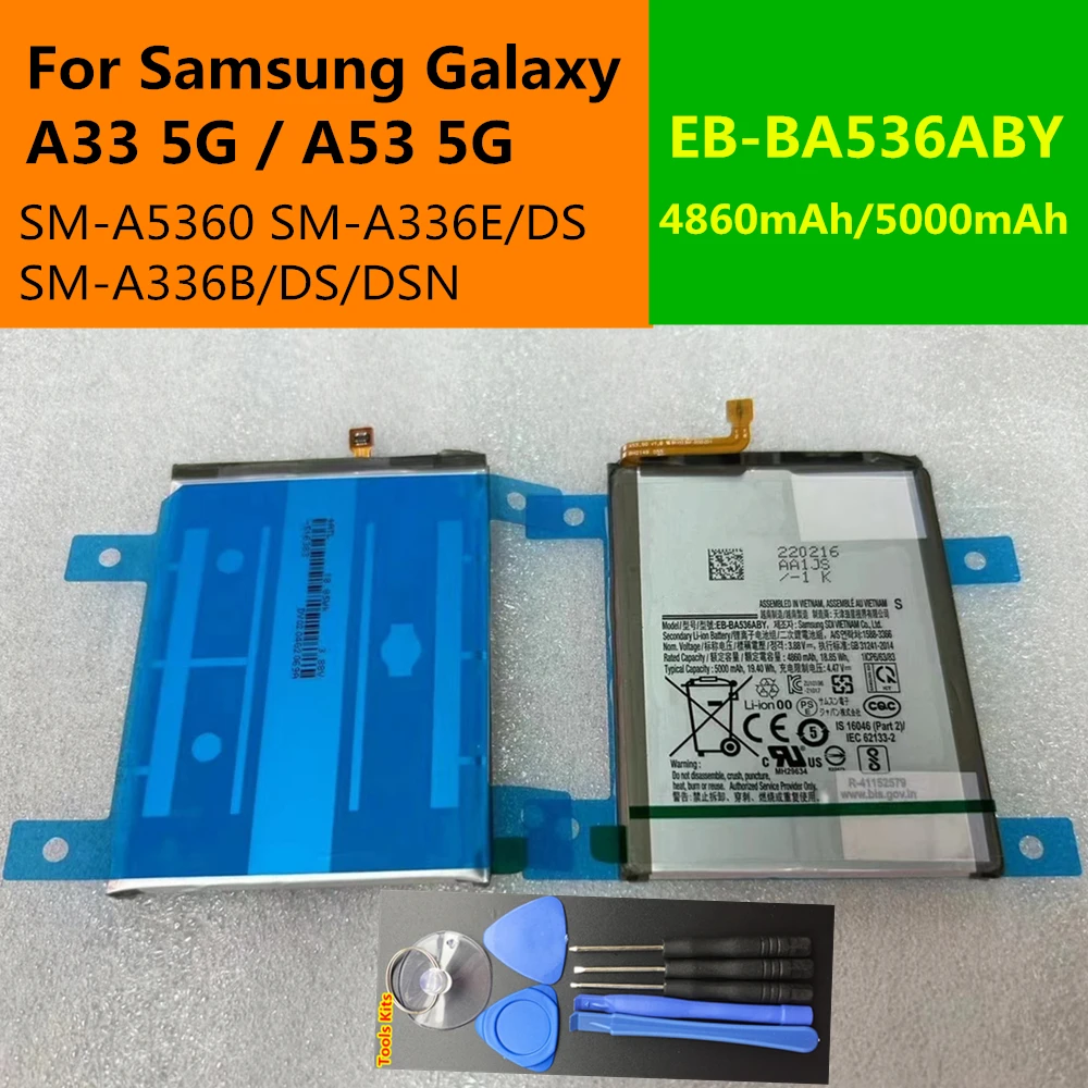 EB-BA536ABY 5000mAh High Quality Battery For Samsung Galaxy A33 5G / A53 5G SM-A5360 SM-A336E SM-A336DS SM-A336B/DS/DSN Phone