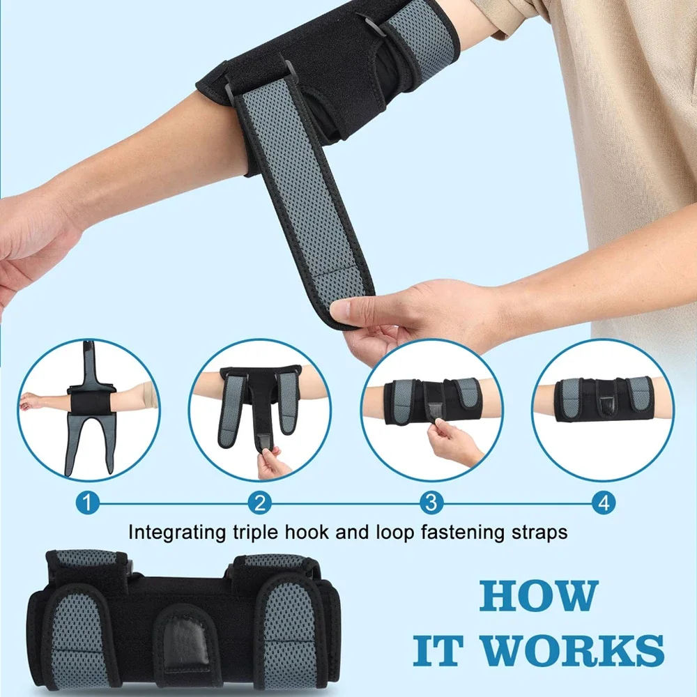 1PCS Elbow Brace, Adjustable Stabilizer with Splint for Ulnar Nerve Entrapment and Cubital Tunnel Syndrome, Arm Support straps