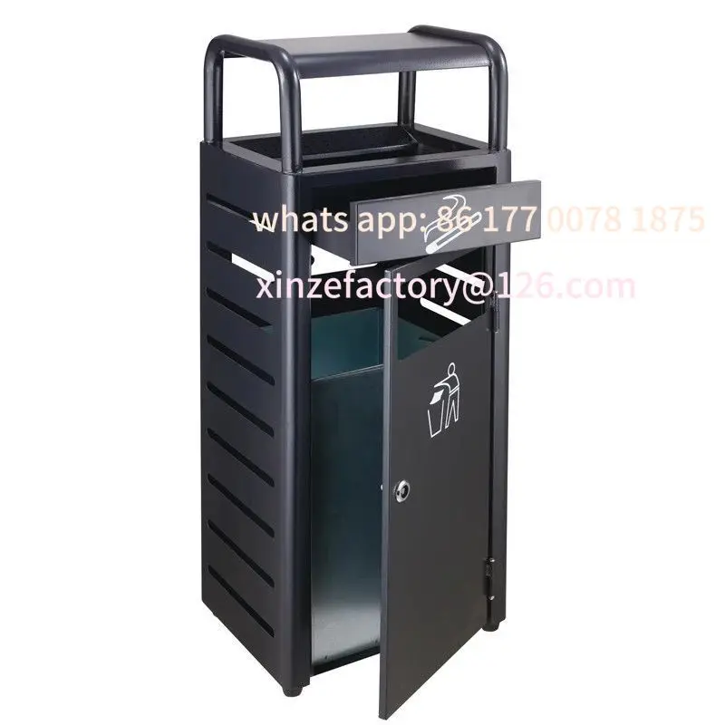 Customizable Stainless steel vertical outdoor cigarette outdoor community garbage fruit peel with smoke extinguishing tube Yard