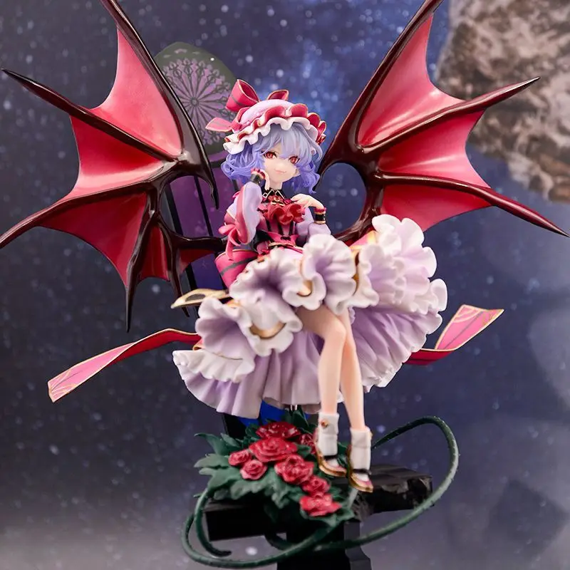 

Touhou Project Anime Remilia Scarlet Figure Blue-Haired Vampire with Rose Motif Collectible Statue Cute Cartoon Girl toy Model