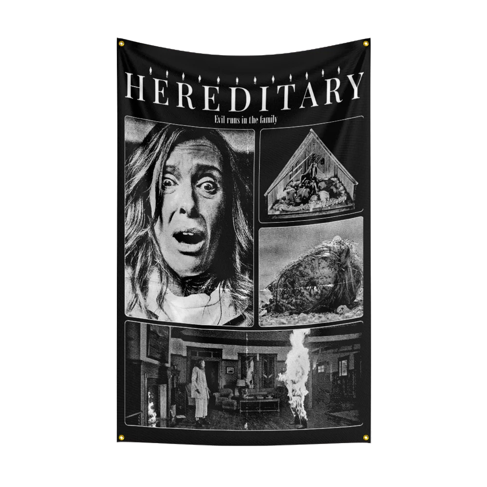 Horror Movies Flag for The H-He-re-di-ta-ry Fans wrinkle resistant Banner Custom Image Scary Yard Wall Hanging Decor