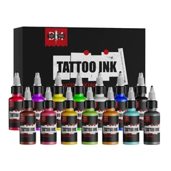 DM 15ml 14colors Tattoo Ink Pigment With Box Body Art Tattoo Kit Professional Beauty Paint Makeup Tattoo Supplies Semi-permanent