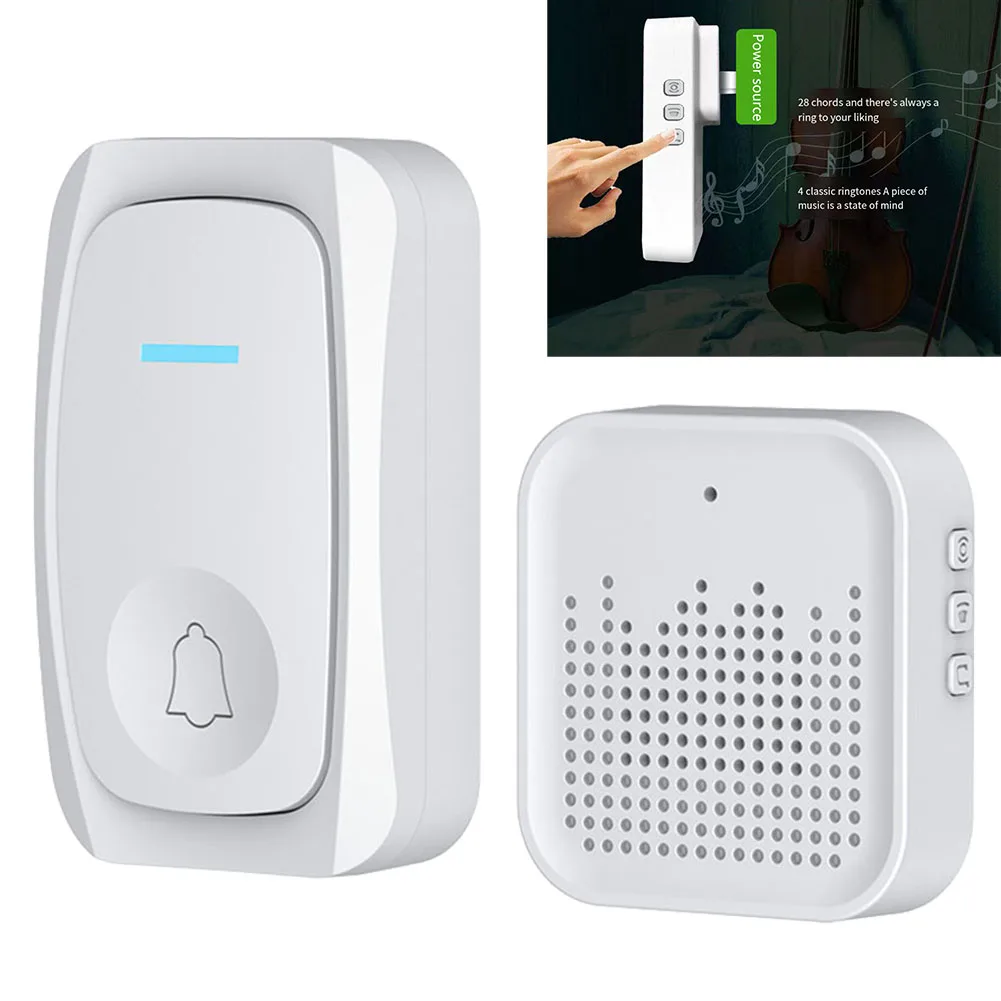 32 Ringtones Doorbell High Volume Doorbell USB Plug-in Use 200 Meters Signal Coverage 32 Different Tunes ABS Plastic Material