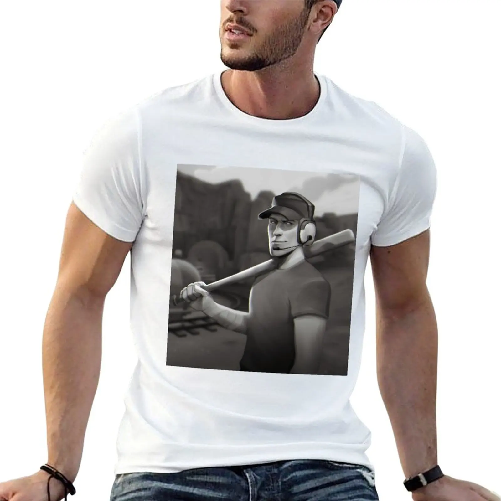 

Футболка Scout TF2, мужские винтажные футболки с графическим рисунком, мужская облегающая футболка