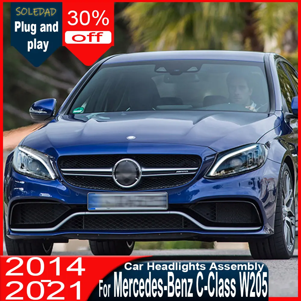 

Car Full LED Headlight For Benz C-Class W205 2015 -2021 Headlight Assembly LED Lights Lamp DRL Signal Daytime Running Lights