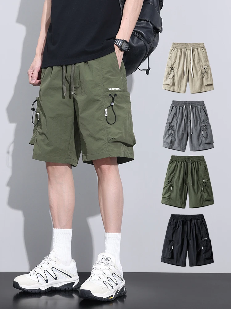 2024 Summer Thin Shorts for Men Cargo Pants Side Pockets Baggy Joggers Bermuda Knee Basketball Short Pant Male M-4XL